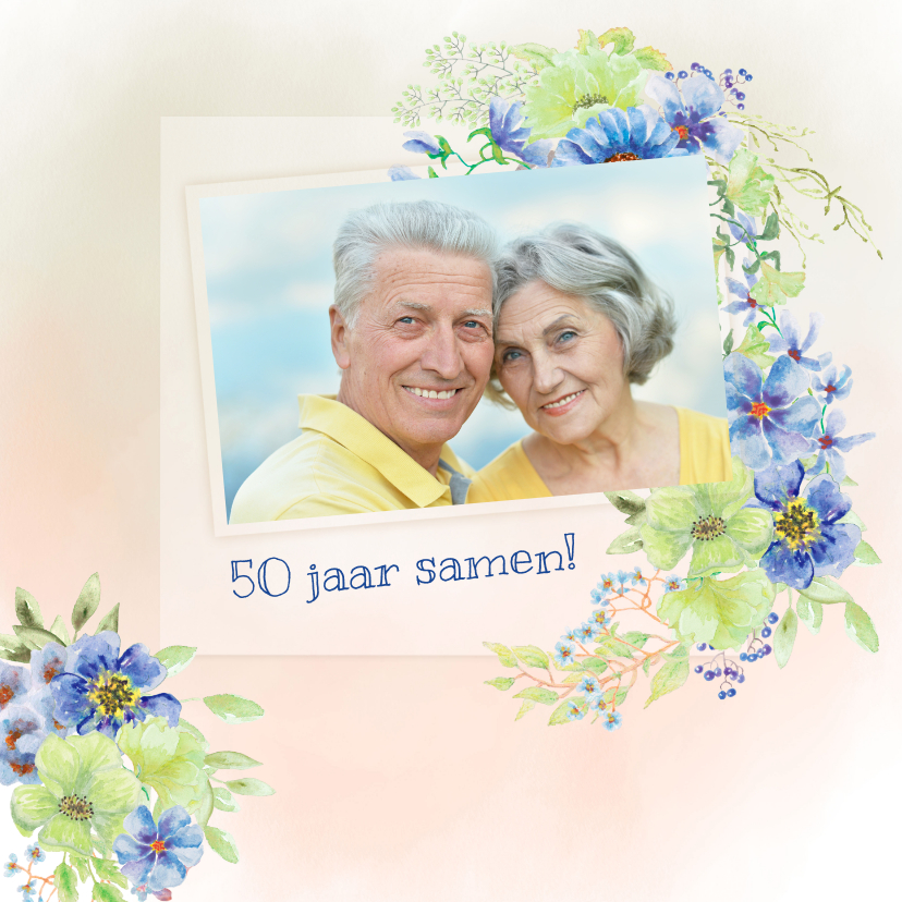 Jubileumkaart lentebloemen - Felicitatiekaarten Felicitatiekaarten - Jubileumkaart lentebloemen