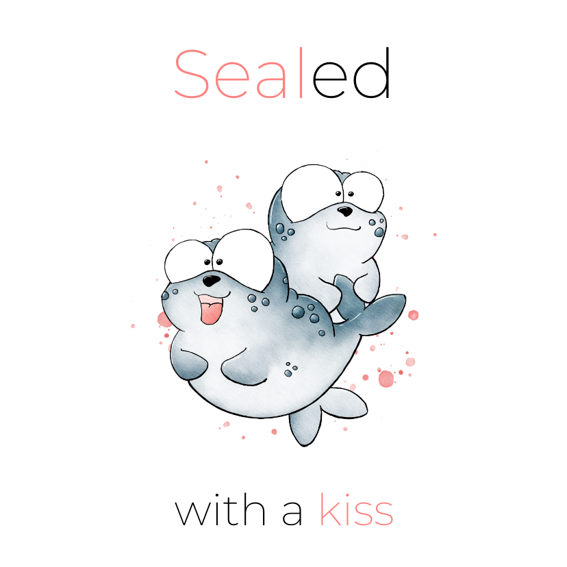 Felicitatiekaarten - Jubileumsfelicitatie zeehondjes seal it with a kiss