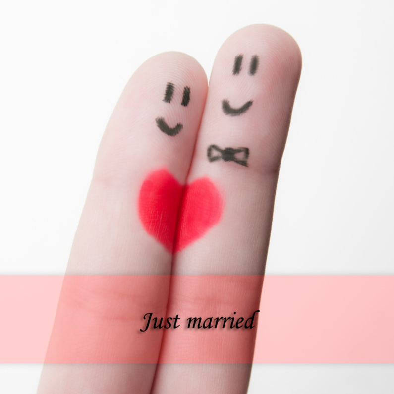 Just married fingers grappig - Felicitatiekaarten Felicitatiekaarten - Just married fingers grappig