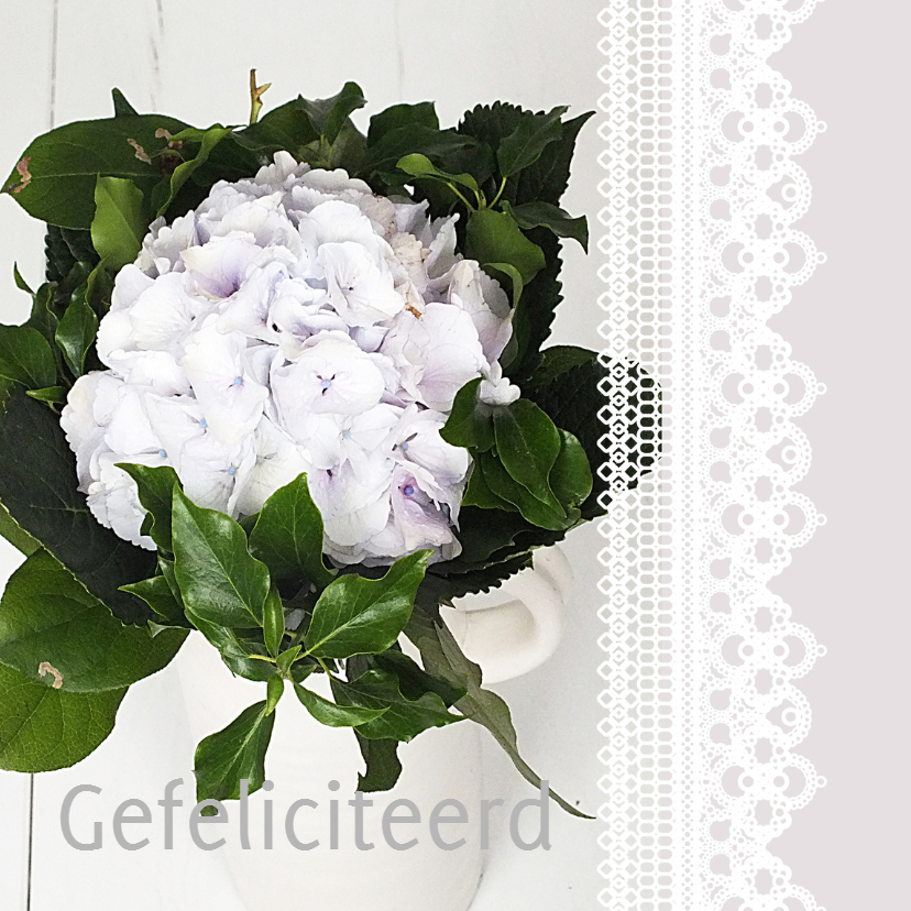 Kaart Hortensia kant - Felicitatiekaarten Felicitatiekaarten - Kaart Hortensia kant