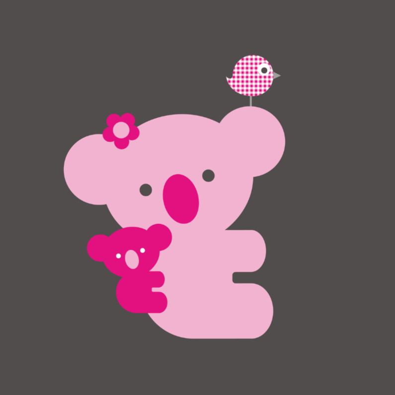 Koala roze - Felicitatiekaarten Felicitatiekaarten - Koala roze