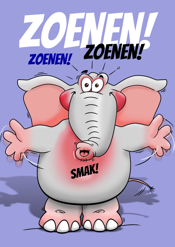 Leuke felicitatiekaart met zoenende olifant - Felicitatiekaarten Felicitatiekaarten - Leuke felicitatiekaart met zoenende olifant