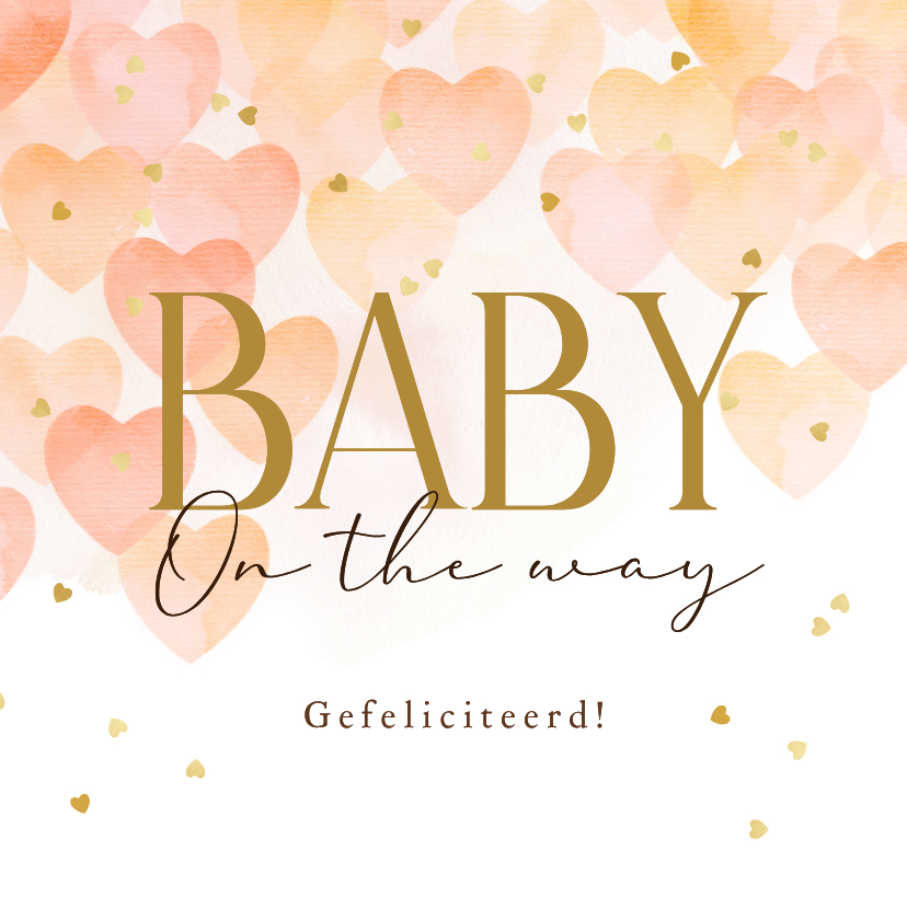 Felicitatiekaarten - Liedevolle felicitatiekaart baby on the way zwanger hartjes