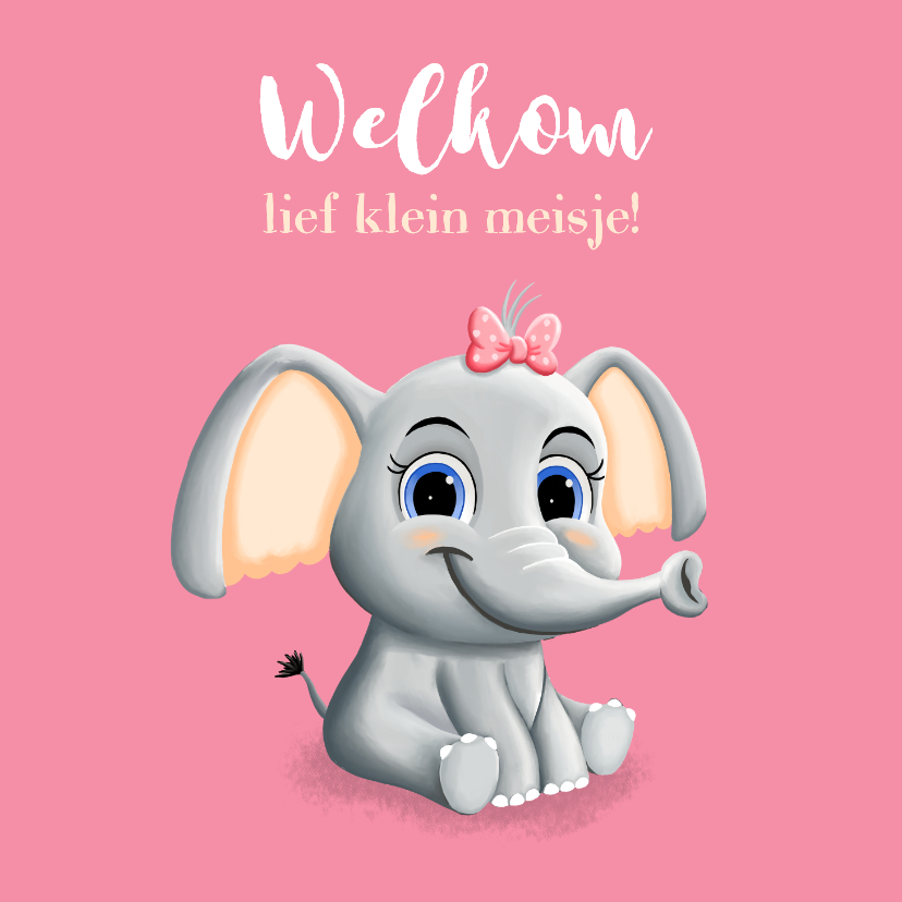 Felicitatiekaarten - Lief felicitatiekaartje dochtertje met schattig olifantje