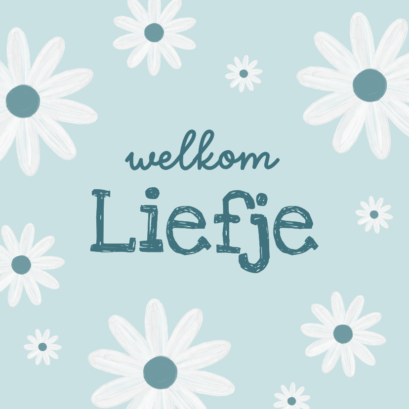 Felicitatiekaarten - Lieve felicitatiekaart met madeliefjes voor geboorte zoon