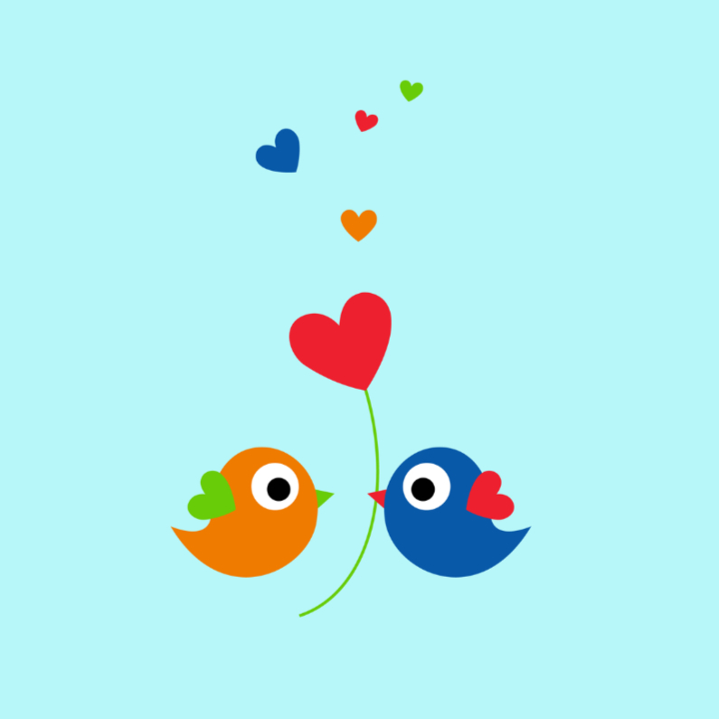 Lieve kleurige vogeltjes - Felicitatiekaarten Felicitatiekaarten - Lieve kleurige vogeltjes
