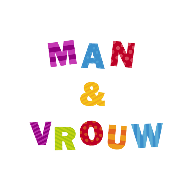 Man & Vrouw Gekleurde Letters - Felicitatiekaarten Felicitatiekaarten - Man & Vrouw Gekleurde Letters