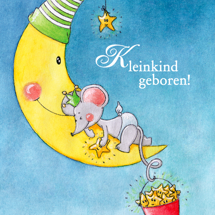 Muis maan dsign08 - Felicitatiekaarten Felicitatiekaarten - Muis maan dsign08