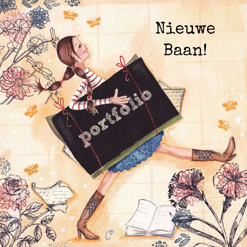 Felicitatiekaarten - Nieuwe Baan illustratie meisje portfolio