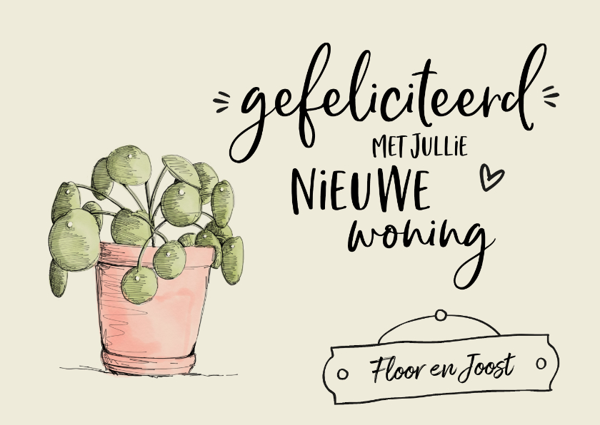 Felicitatiekaarten - Nieuwe woning - gefeliciteerd illustratie pannenkoekplant