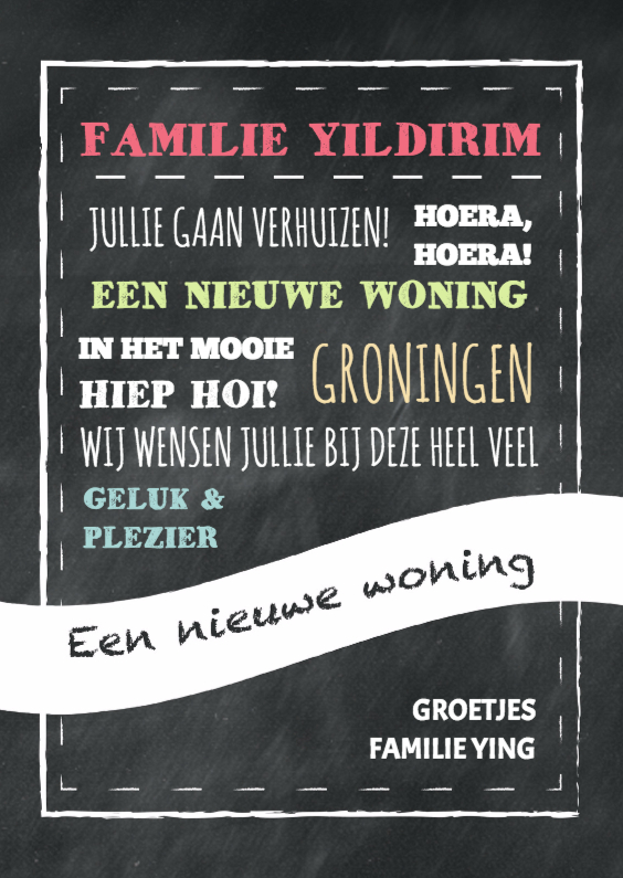 Nieuwe woning krijt - DH - Felicitatiekaarten Felicitatiekaarten - Nieuwe woning krijt - DH