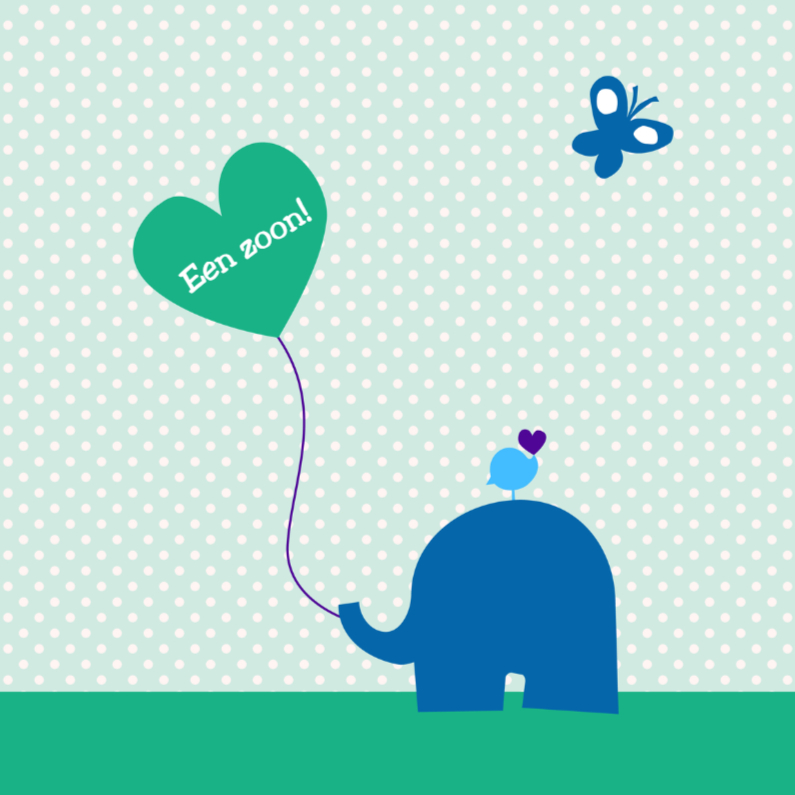 Olifantje met ballon - Felicitatiekaarten Felicitatiekaarten - Olifantje met ballon