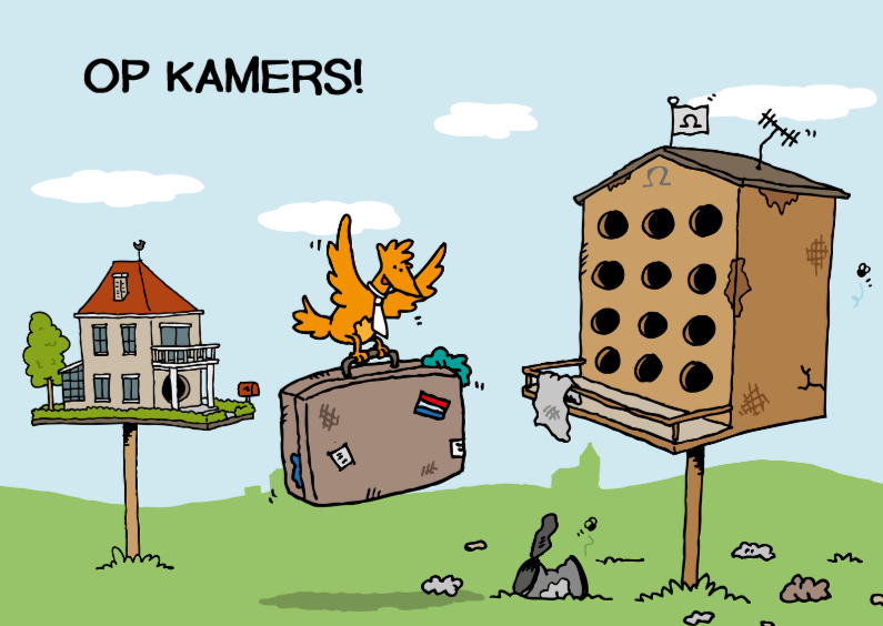 Felicitatiekaarten - Op kamers Vogelstudentenhuis