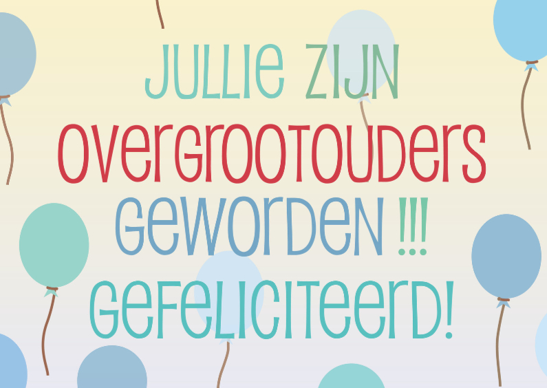 Felicitatiekaarten - Overgrootouders geworden -blauw