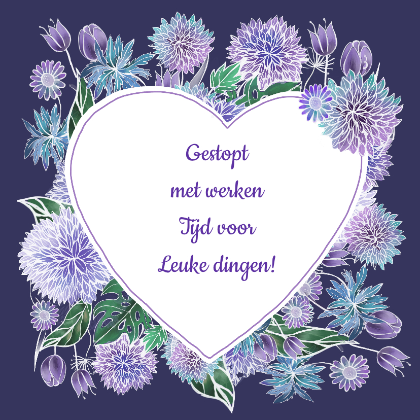 Pensioen hart bloemen - Felicitatiekaarten Felicitatiekaarten - Pensioen hart bloemen