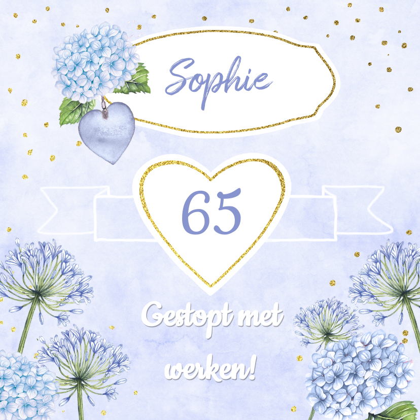 Pensioen hortensia hart - Felicitatiekaarten Felicitatiekaarten - Pensioen hortensia hart
