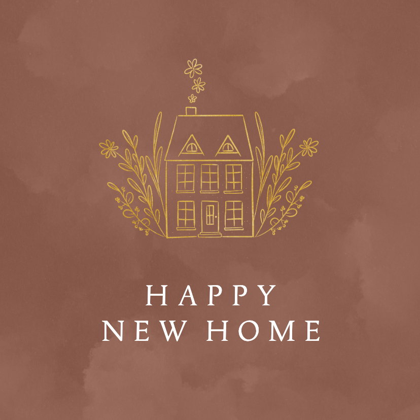 Felicitatiekaarten - Roestkleurige verhuis-felicitatie illustratie huisje