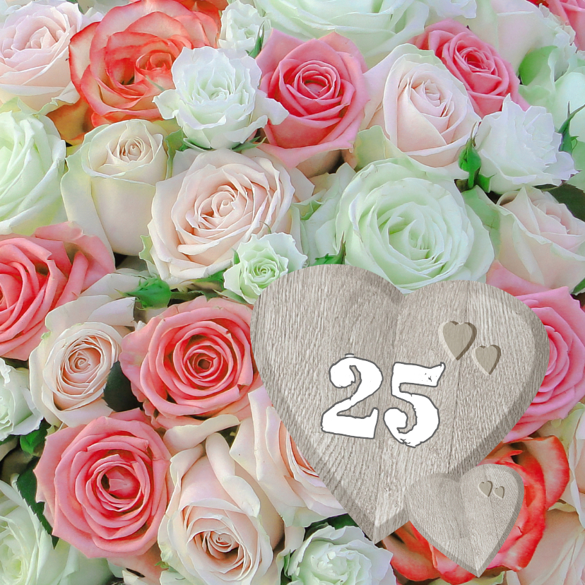 Romantische rozen met hart - Felicitatiekaarten Felicitatiekaarten - Romantische rozen met hart