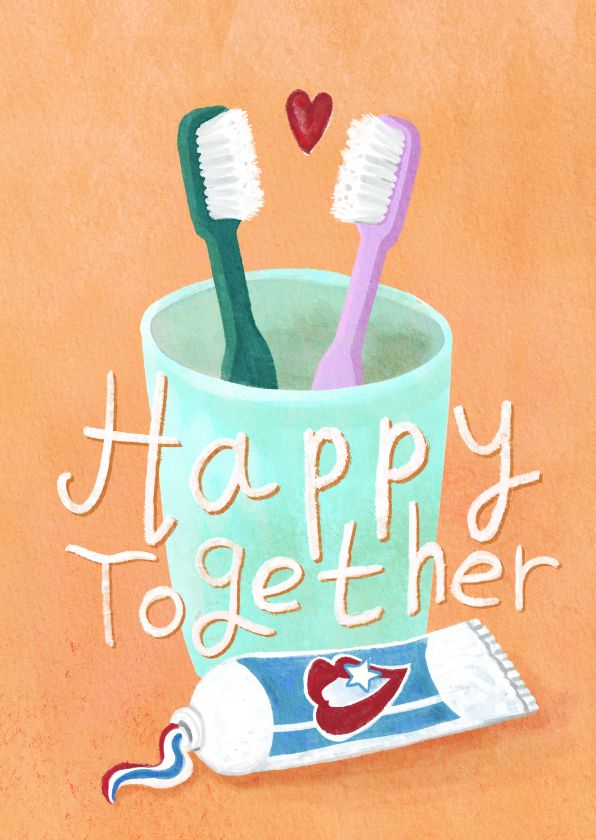 Felicitatiekaarten - Samenwonen kaart koppeltje tandenborstels
