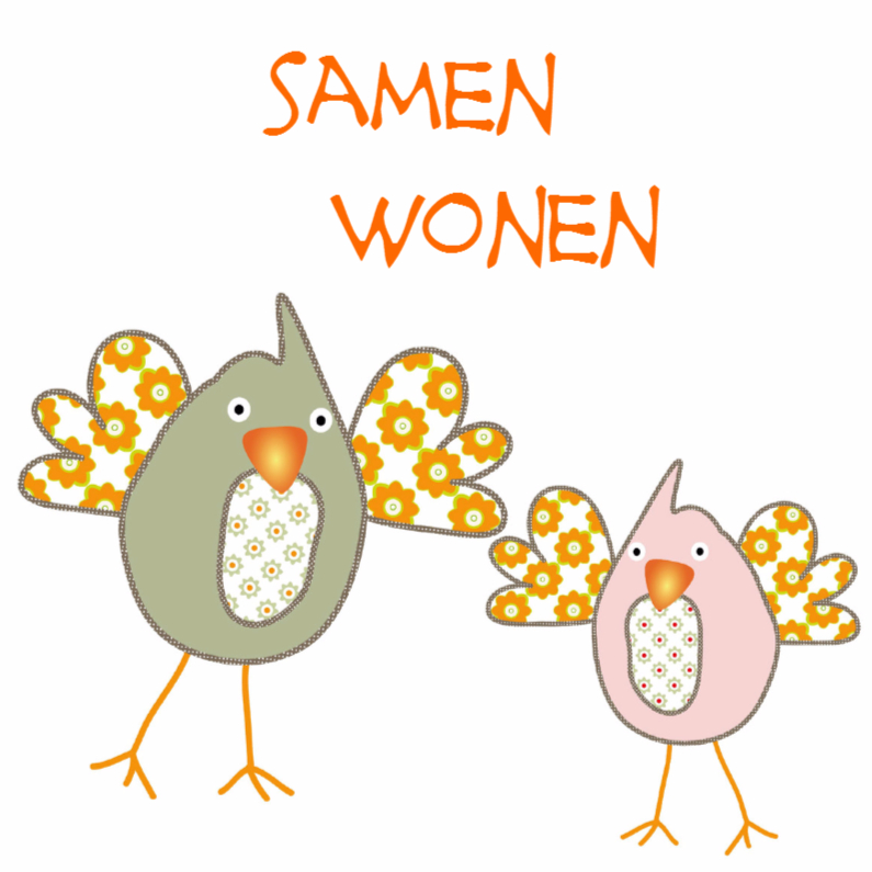Samenwonen kaartje met vogeltjes - Felicitatiekaarten Felicitatiekaarten - Samenwonen kaartje met vogeltjes