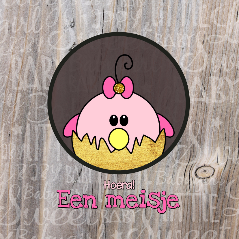 Schattig felicitatie kaartje geboorte meisje met een vogel - Felicitatiekaarten Felicitatiekaarten - Schattig felicitatie kaartje geboorte meisje met een vogel