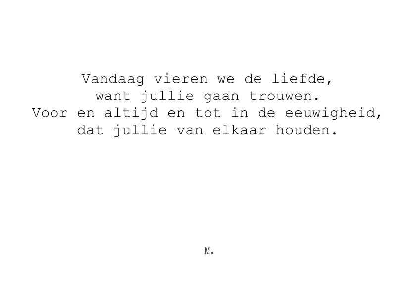 Stijlvolle felicitatiekaart voor een huwelijk met gedicht - Felicitatiekaarten Felicitatiekaarten - Stijlvolle felicitatiekaart voor een huwelijk met gedicht