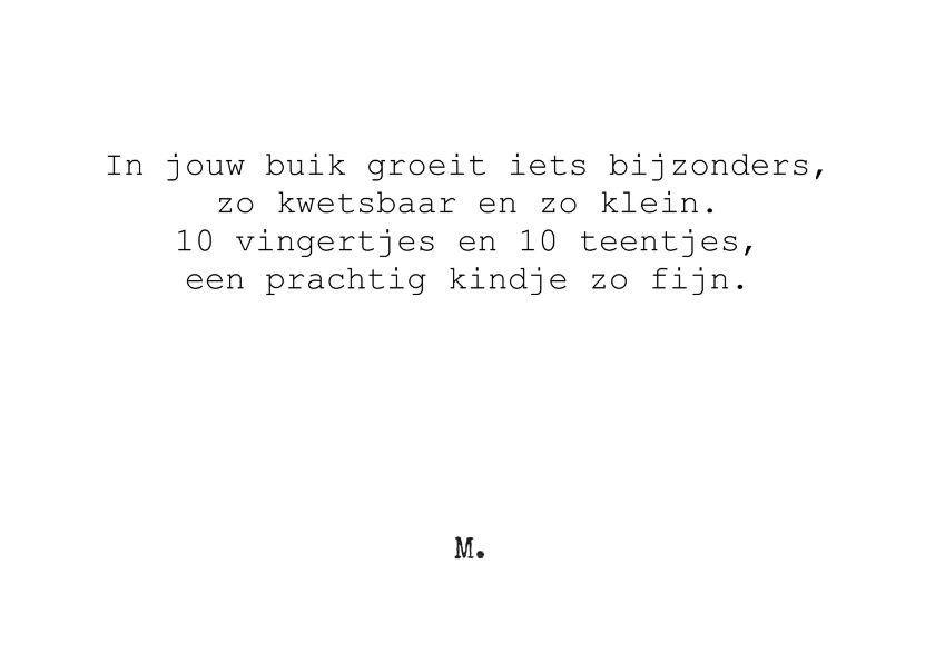 Stijlvolle zwangerschapsfelicitatiekaart met lief gedichtje - Felicitatiekaarten Felicitatiekaarten - Stijlvolle zwangerschapsfelicitatiekaart met lief gedichtje