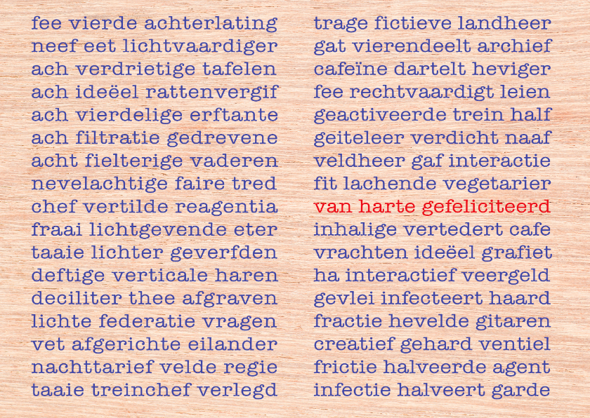 Felicitatiekaarten - Taal - anagram van harte gefeliciteerd