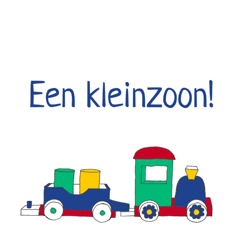 Treintje kleinzoon blauw - Felicitatiekaarten Felicitatiekaarten - Treintje kleinzoon blauw