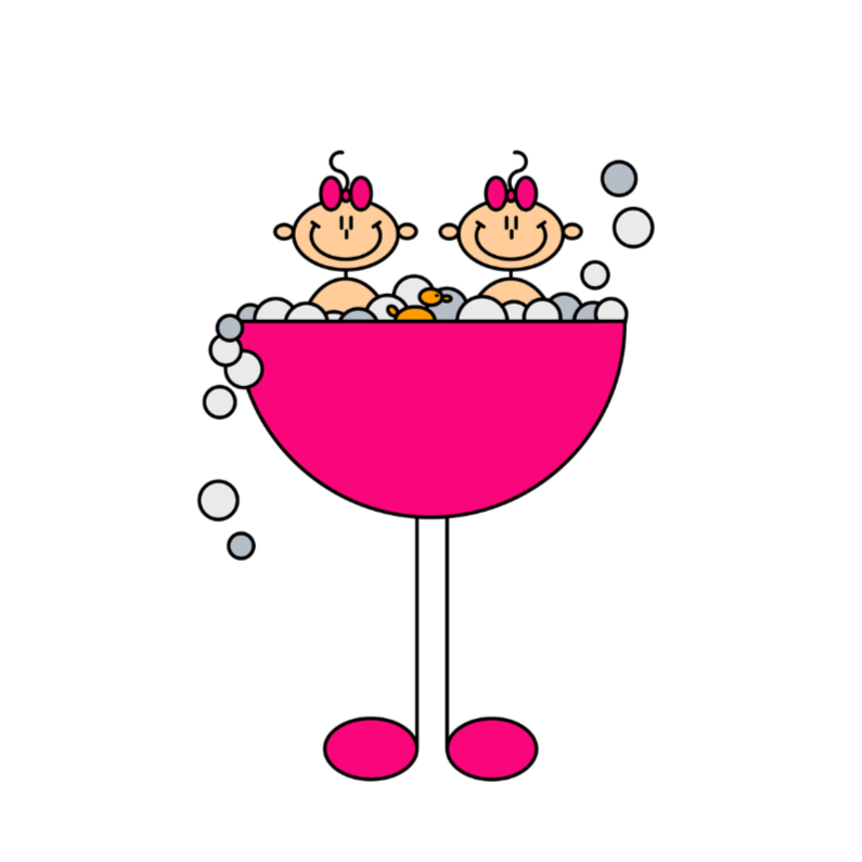 Tweeling meisjes in badje - Felicitatiekaarten Felicitatiekaarten - Tweeling meisjes in badje