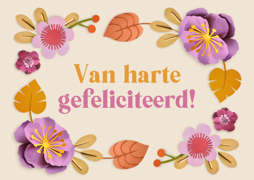 Felicitatiekaarten - Verjaardagskaart herfstbloemen en bladeren