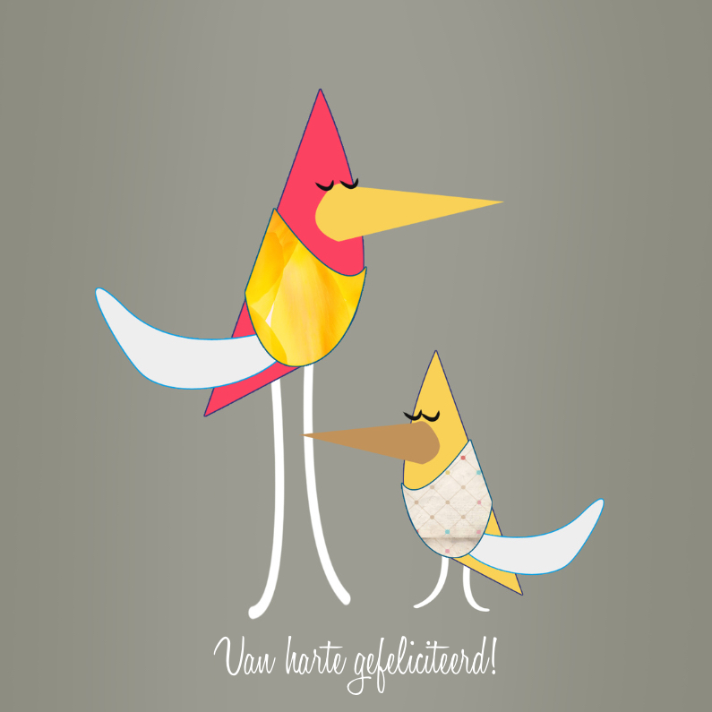 Verjaardagskaart met vogels - Felicitatiekaarten Felicitatiekaarten - Verjaardagskaart met vogels