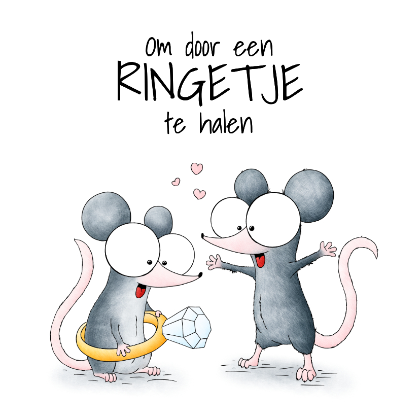 Verlovingsfelicitatie muisjes om door een ringetje te halen - Felicitatiekaarten Felicitatiekaarten - Verlovingsfelicitatie muisjes om door een ringetje te halen