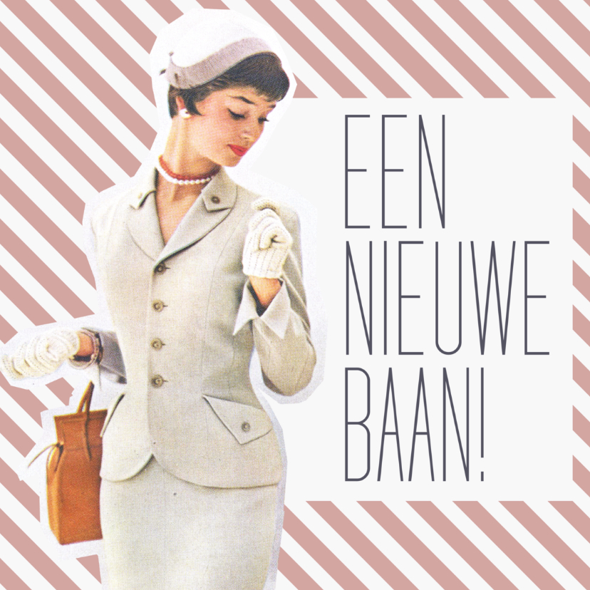 Vintage nieuwe baan vrouw - Felicitatiekaarten Felicitatiekaarten - Vintage nieuwe baan vrouw