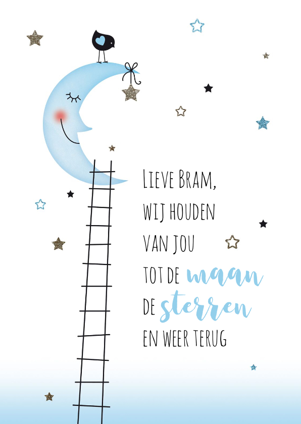 Voor de baby maan sterren jongen - Felicitatiekaarten Felicitatiekaarten - Voor de baby maan sterren jongen