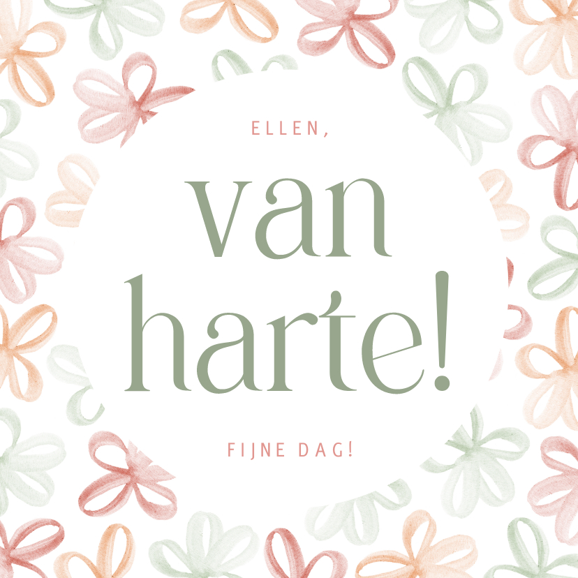 Vrolijk felicitatiekaartje met gekleurde bloemen - Felicitatiekaarten Felicitatiekaarten - Vrolijk felicitatiekaartje met gekleurde bloemen