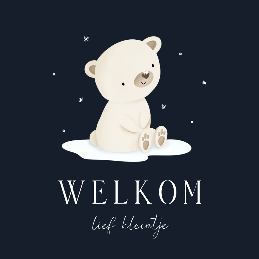 Winters felicitatiekaartje geboorte beertje met sneeuw - Felicitatiekaarten Felicitatiekaarten - Winters felicitatiekaartje geboorte beertje met sneeuw