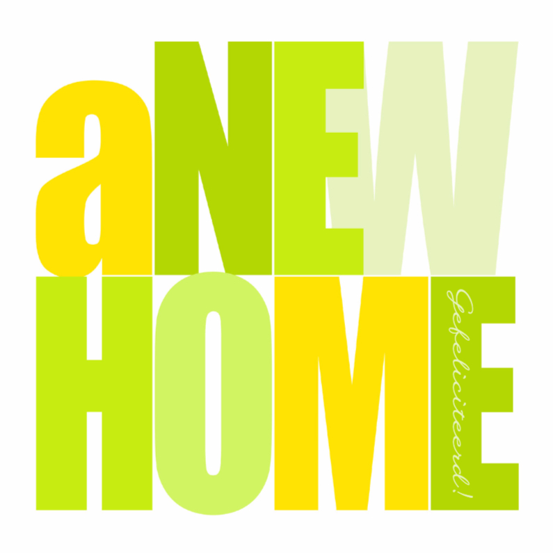 Felicitatiekaarten - Woorden A New Home Lime - BK