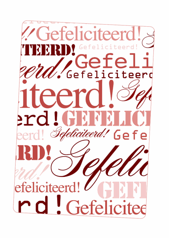 Woorden Gefeliciteerd! Rood - BK - Felicitatiekaarten Felicitatiekaarten - Woorden Gefeliciteerd! Rood - BK