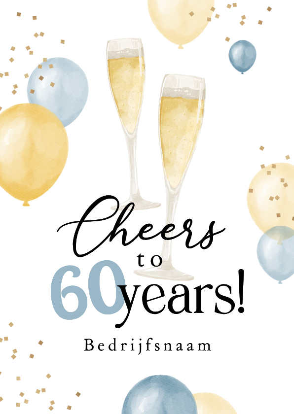 Felicitatiekaarten - Zakelijke felicitatiekaart bedrijfsjubileum ballonnen cheers