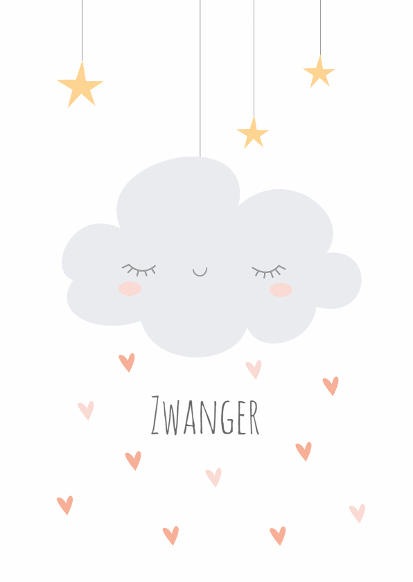 Zwanger | Wolkje & hartjes - KO - Felicitatiekaarten Felicitatiekaarten - Zwanger | Wolkje & hartjes - KO