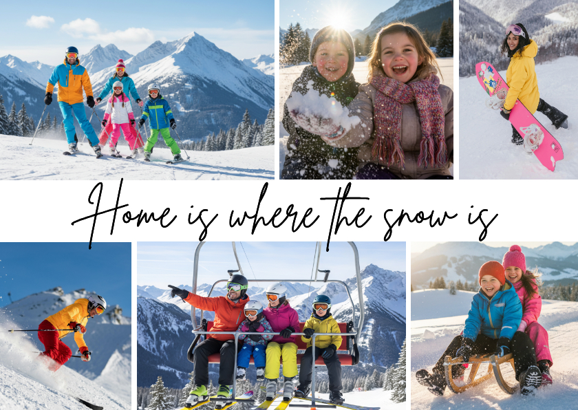 Fotokaarten - 6 foto's ansichtkaart winter 'Home is where the snow is'