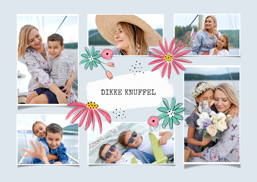 Fotokaarten - Collagekaart bloemen fotocollage fijne moederdag