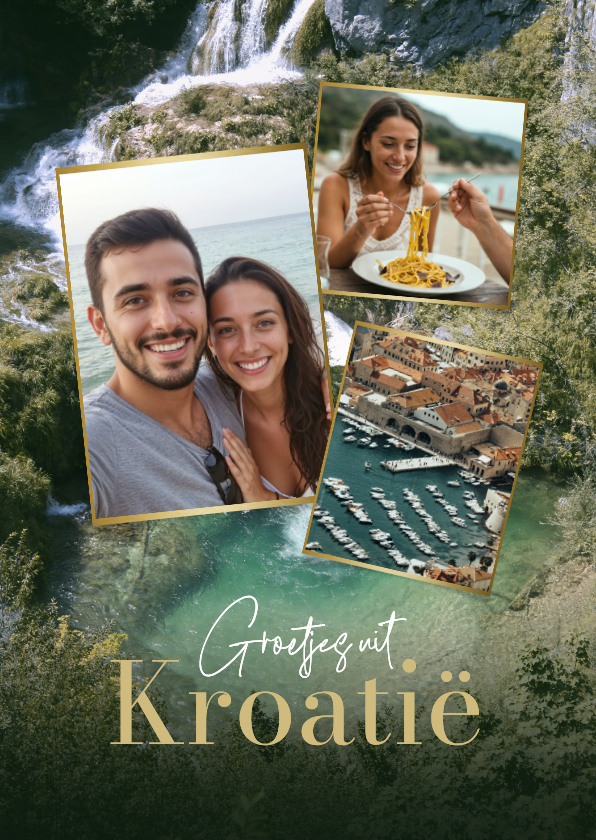 Collagekaart Kroatië natuur fotocollage goud - Fotokaarten Fotokaarten - Collagekaart Kroatië natuur fotocollage goud