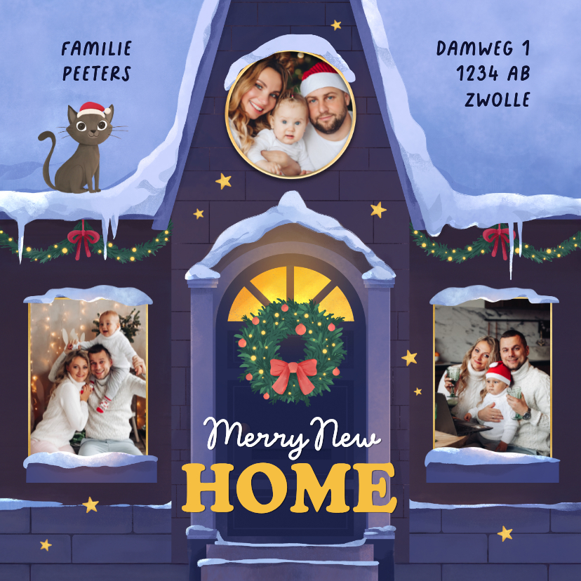 Foto en verhuiskaart kersthuisje nieuwe woning kerstkaart - Fotokaarten Fotokaarten - Foto en verhuiskaart kersthuisje nieuwe woning kerstkaart