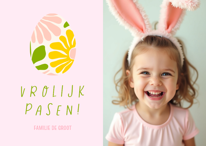 Foto-paaskaart met foto en ei - Fotokaarten Fotokaarten - Foto-paaskaart met foto en ei