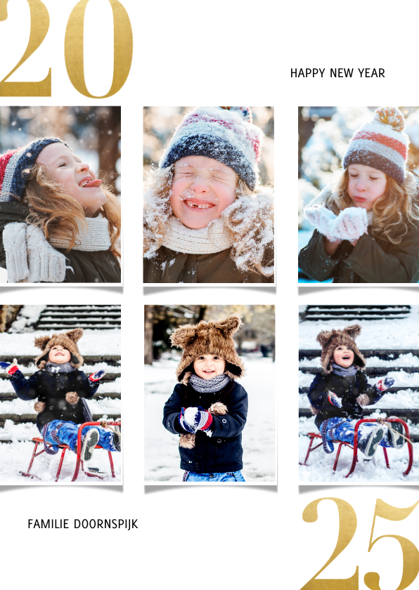 Fotokaarten - Fotocollage kerstkaart met gouden 2026