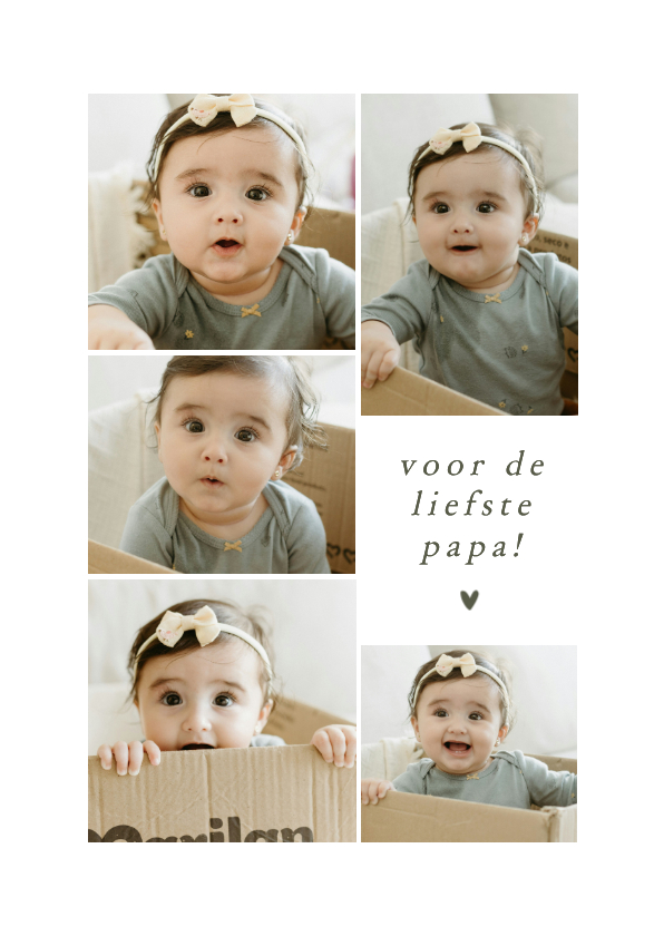 Fotocollage Vaderdag kaartje minimalistisch vijf foto's - Fotokaarten Fotokaarten - Fotocollage Vaderdag kaartje minimalistisch vijf foto's
