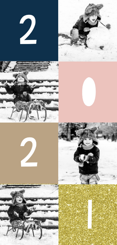 Fotokaart '2021' met vakjes en foto's - Fotokaarten Fotokaarten - Fotokaart '2021' met vakjes en foto's