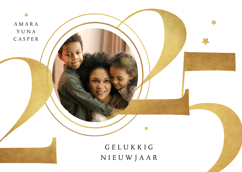 Fotokaart 2026 goud sterren stijlvol grafisch nieuwjaar - Fotokaarten Fotokaarten - Fotokaart 2026 goud sterren stijlvol grafisch nieuwjaar